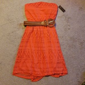 Orange Sundress with Brown Complimentary Belt